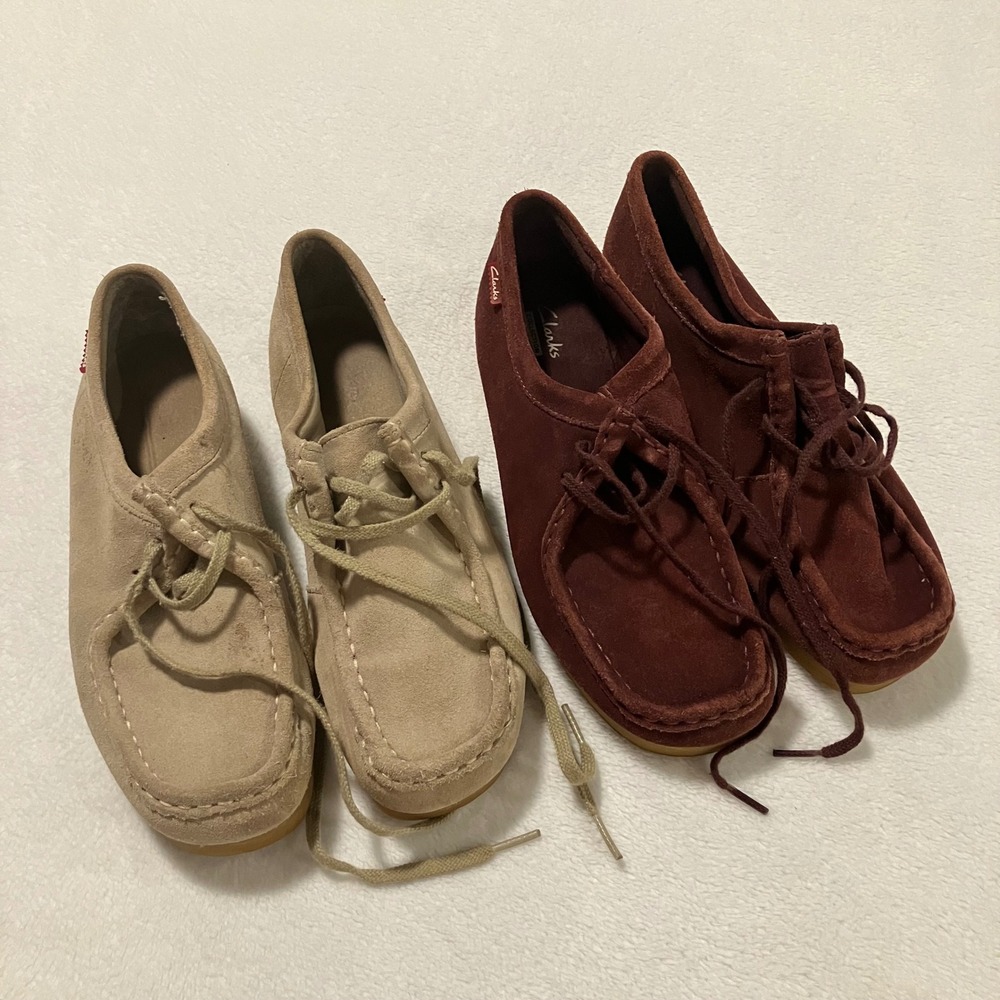 Clarks Padmora Suede Loafers Women's Size 8 Bundle Of 2 Pairs Burgundy Beige